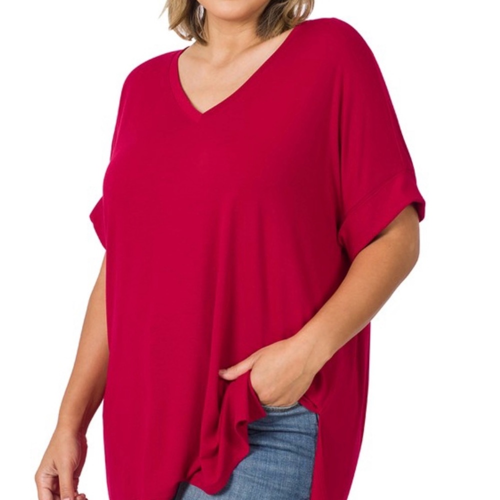 Hi Low slit hem top Burgundy